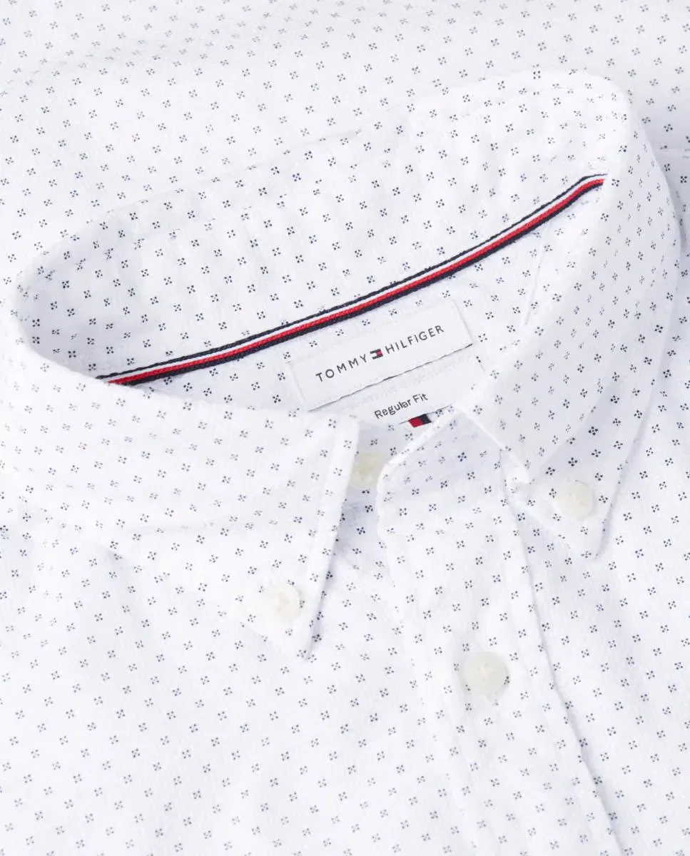 Мужская рубашка из поплина с принтом Tommy Hilfiger, Blanco — фото 4