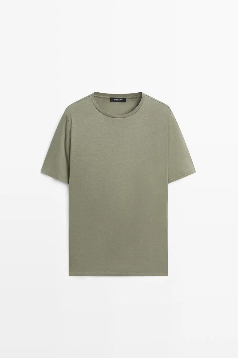 Футболка Massimo Dutti Cotton Blend Short Sleeve, зеленый мох — фото 2