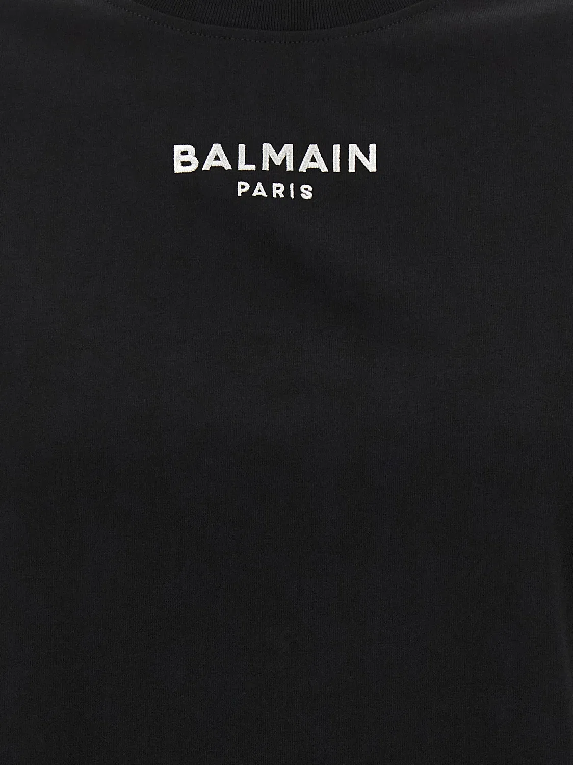 Женская футболка с вышитым логотипом Black Cotton T-Shirt Balmain, Black — фото 4