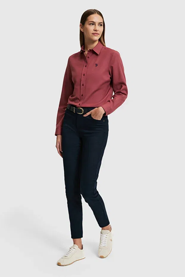 Женская рубашка с длинным рукавом Basics U.S. Polo Assn., Cherry — фото 4