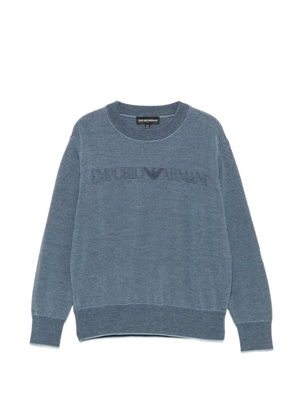 Свитер в полоску с вышитым логотипом Emporio Armani Kids, синий