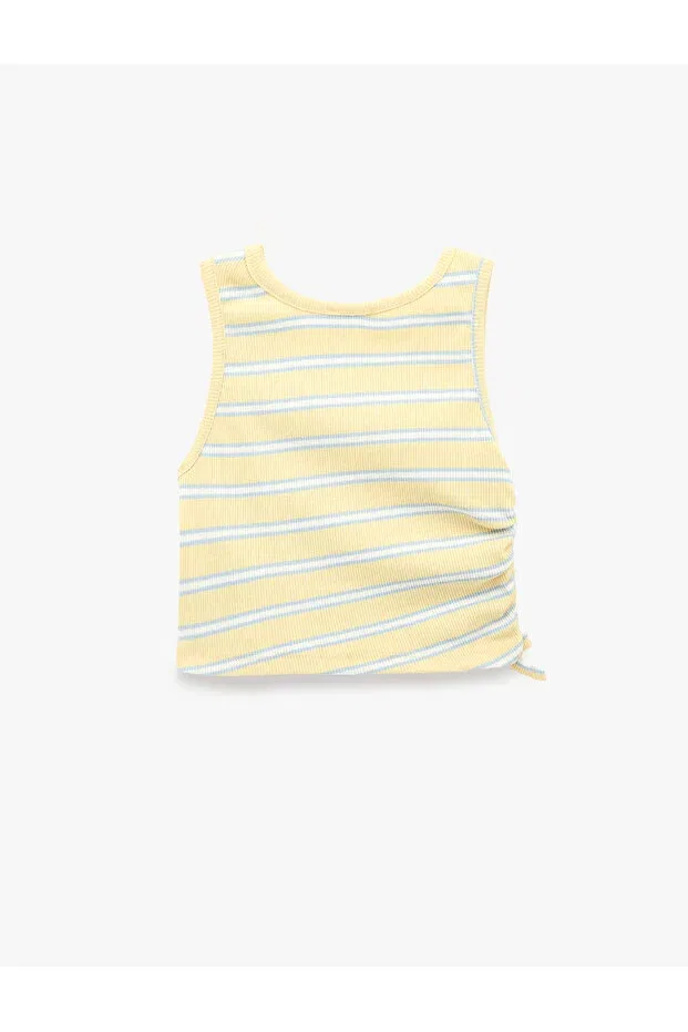 Детское для девочек топ-майка с воланами Koton, Yellow Striped — фото 2