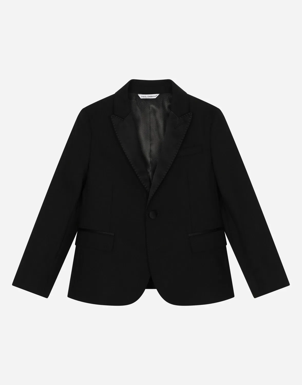 Однобортный смокинг из эластичной шерсти Dolce&Gabbana, черный — фото 3