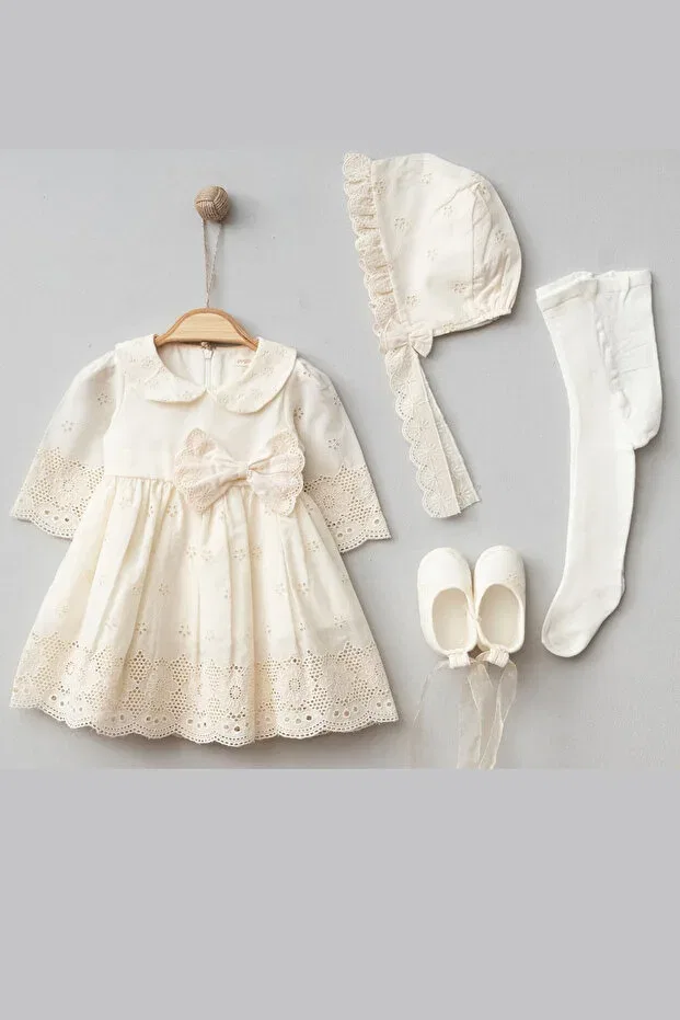 Детский комплект для девочек с кружевом Magnolia Cherub Baby, Beige — фото 3