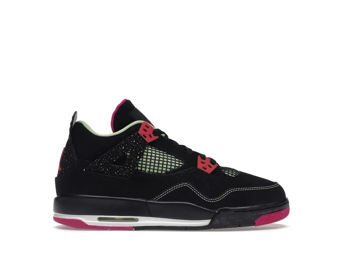 Детские кроссовки Lifestyle с принтом Jordan 4 Retro Jordan, Black/Fuschia Flash-Liquid Lm-White