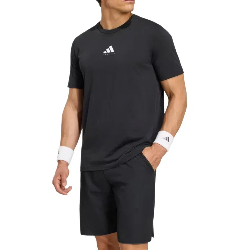 Мужская футболка с принтом Adidas Tennis Category Graphic T-Shirt, черный — фото 2