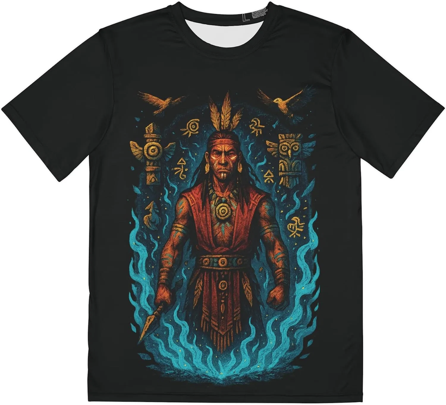 Футболка с принтом шамана-воина Tribal, Multicolor