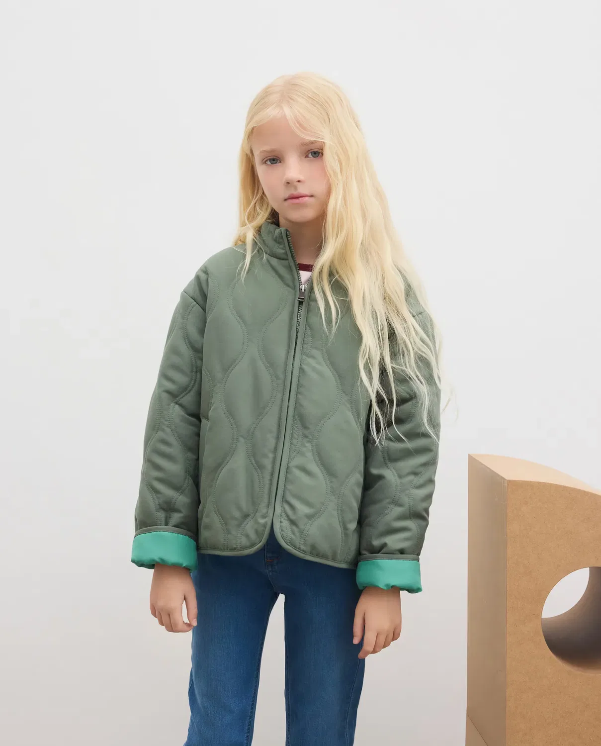 Детская куртка для девочек стеганая Kids El Corte Inglés, Verde
