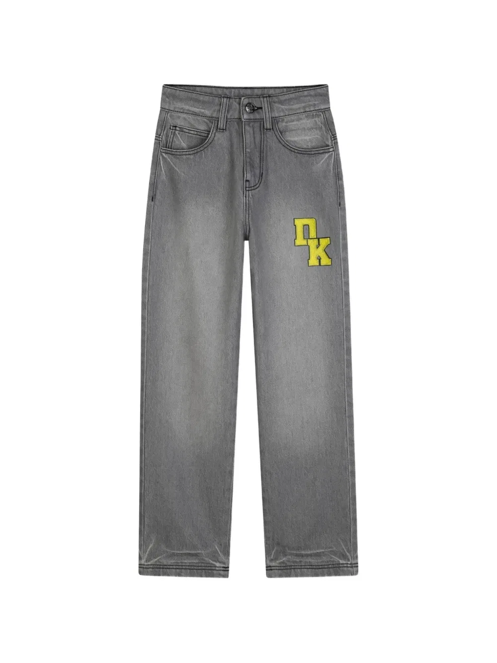 Прямые джинсы с нашивкой-логотипом Dkny Kids, серый
