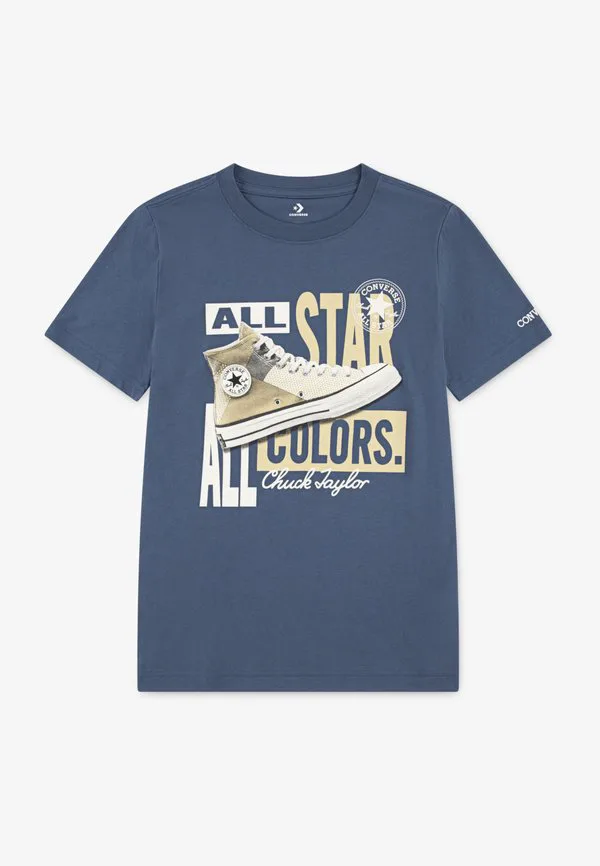 Футболка с принтом в виде кроссовок в стиле пэчворк Converse, Slacker Blue