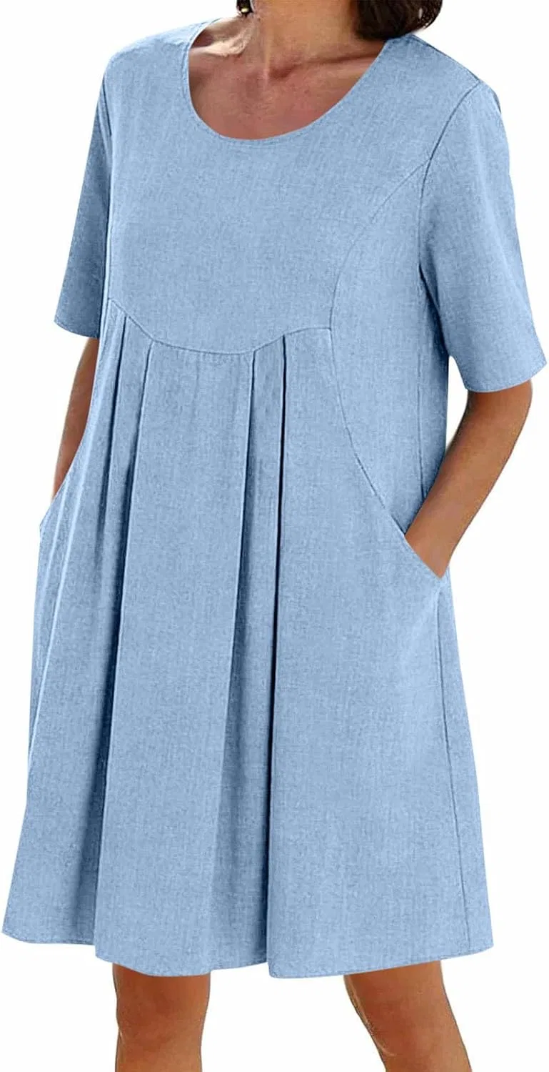 Женское повседневное платье-макси с карманами, Light Blue