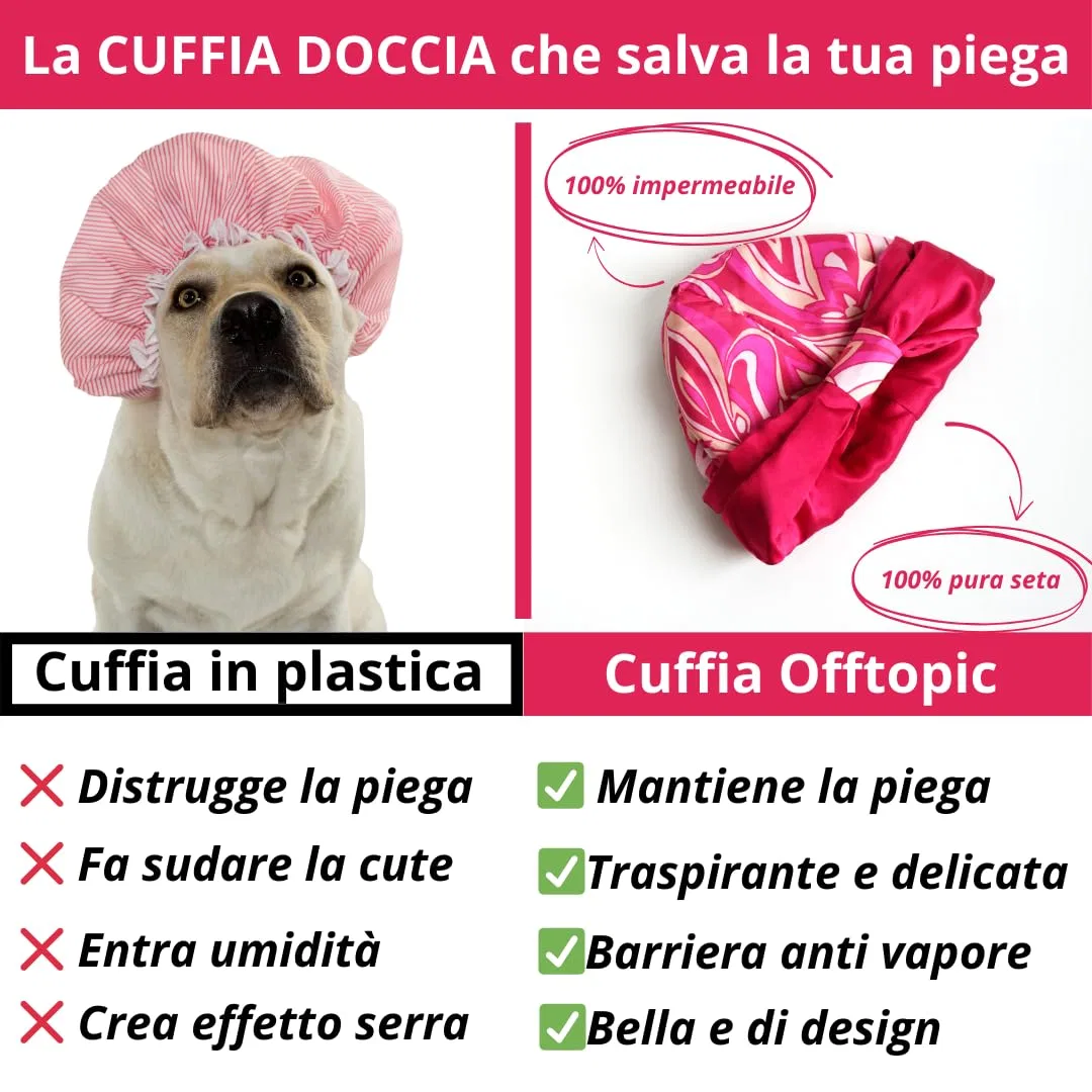 Шапочка для душа из 100% шелка, Offtopic, Розовый (Pink flowers) — фото 3