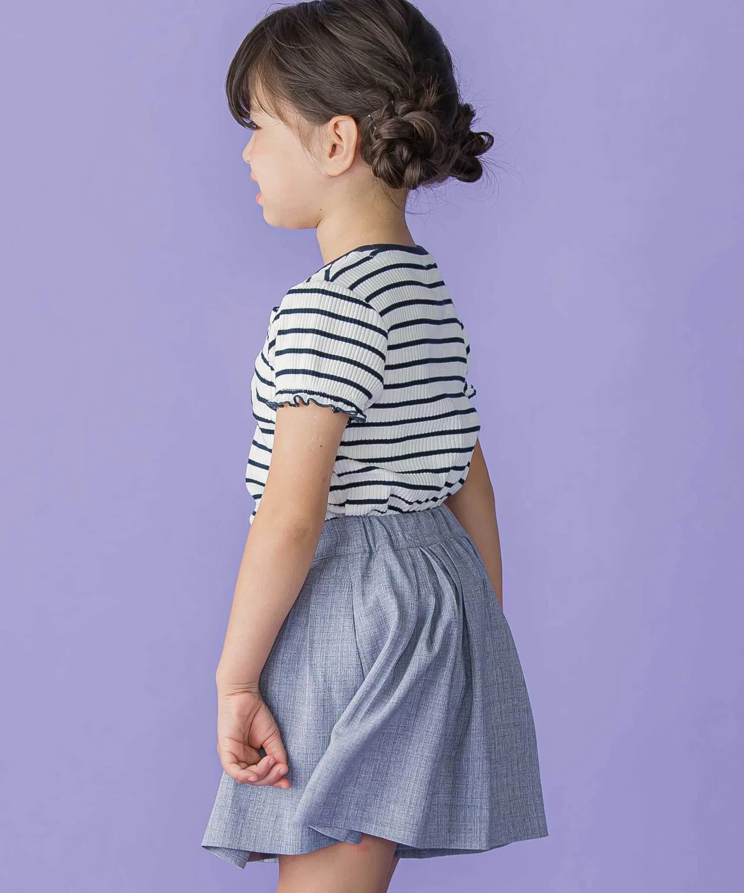 Девочки Брюки-кюлоты из твидовой ткани BeBe Petits Pois Vert серые — фото 4