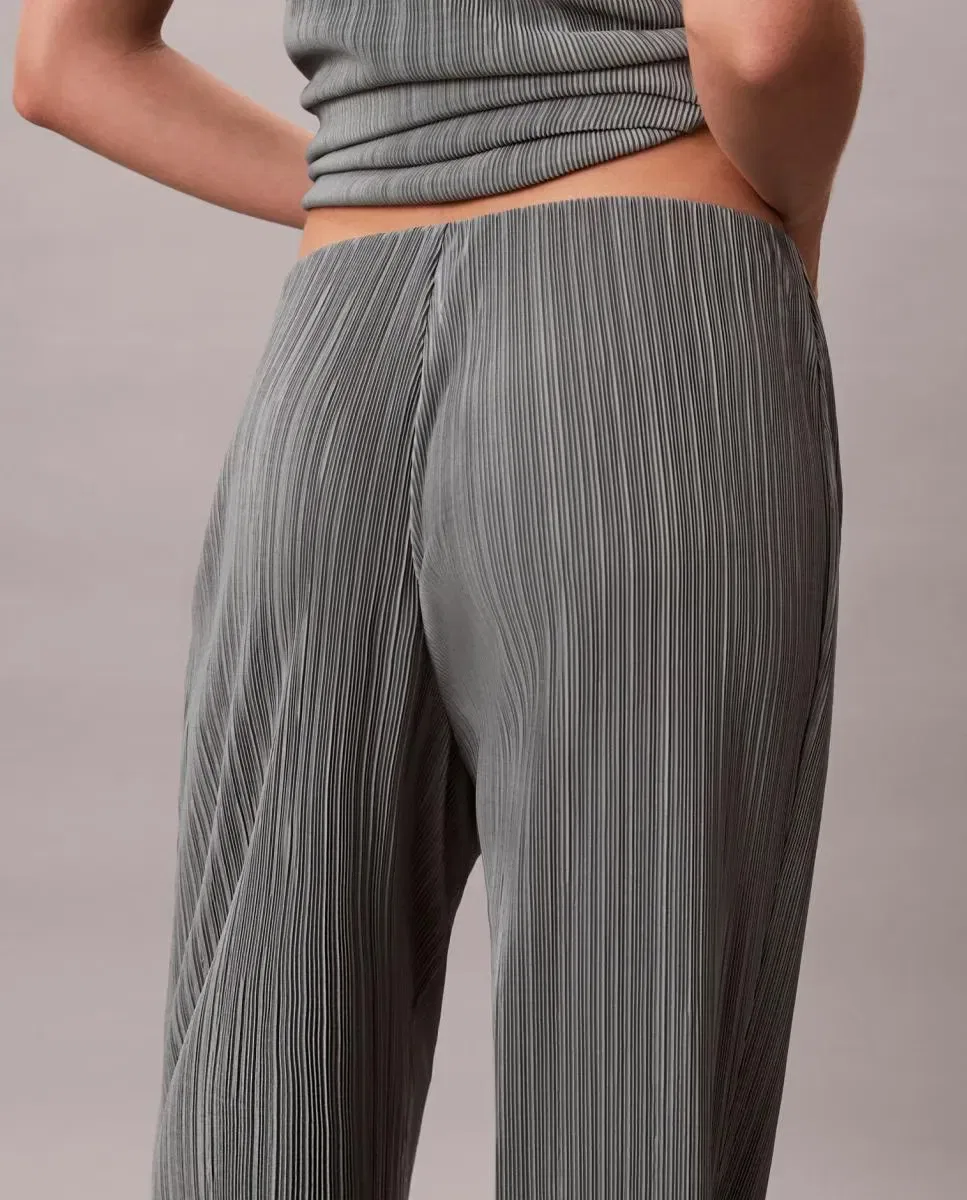 Женские прямые брюки плиссе с эластичным поясом Calvin Klein, Gris — фото 3