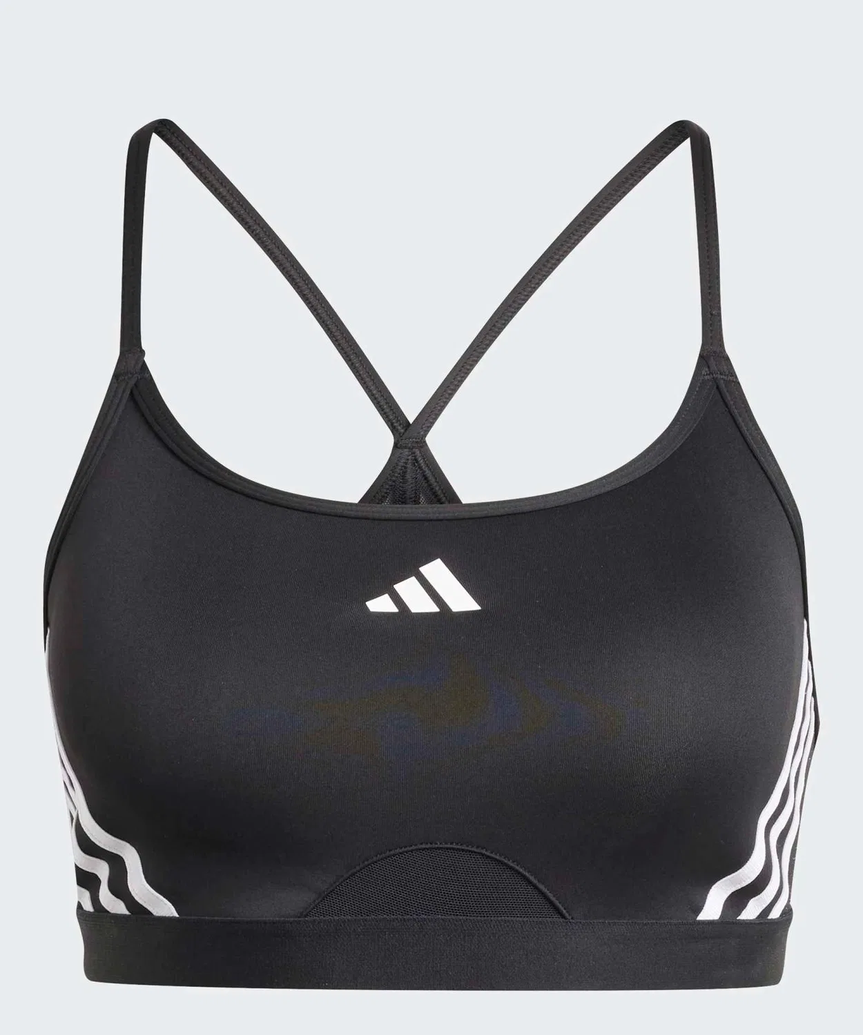 Женский спортивный бюстгальтер с легкой поддержкой Three Stripes, модель Aeroreact, Adidas, Black