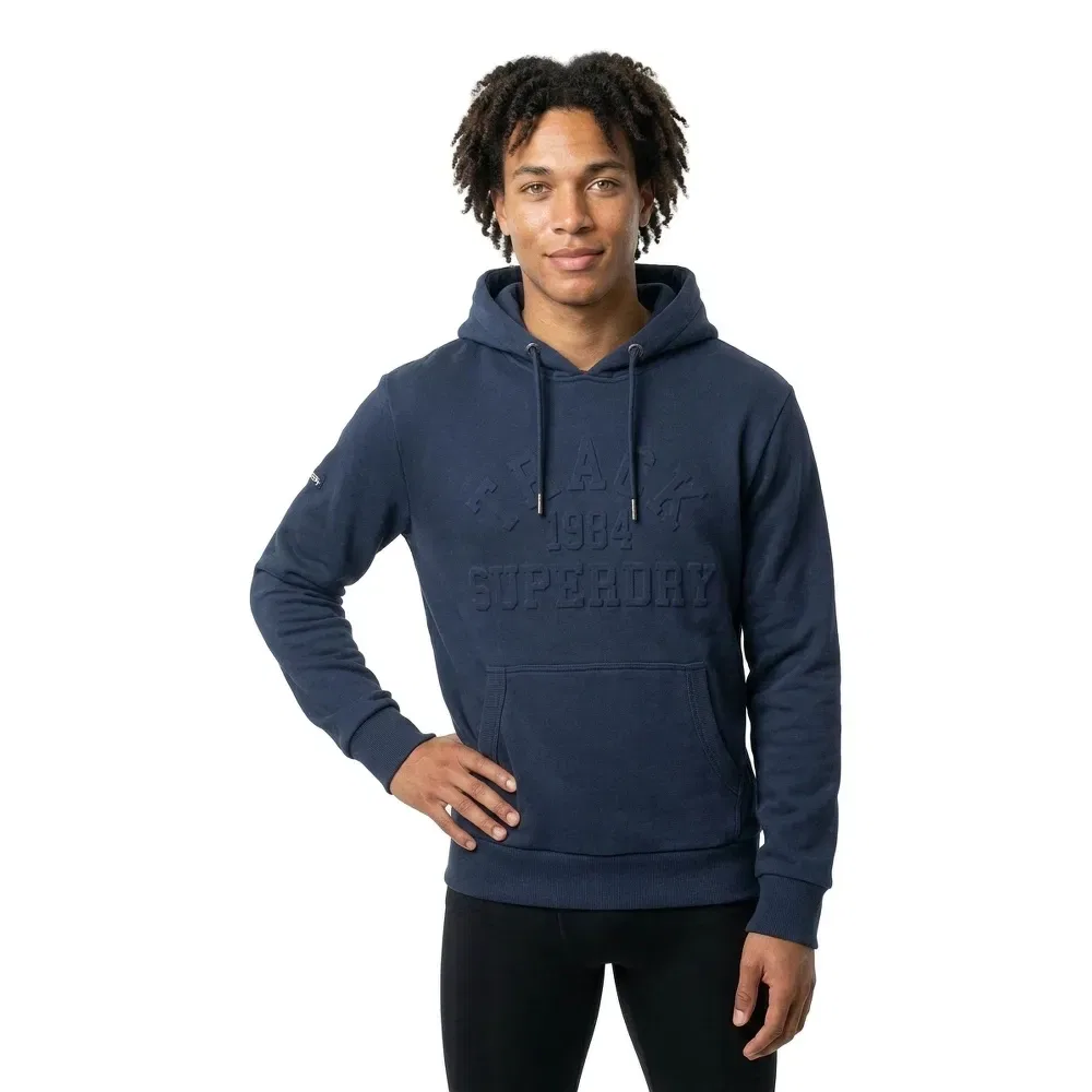 Худи Athletic Emboss Relaxed Fit Superdry, синий — фото 3