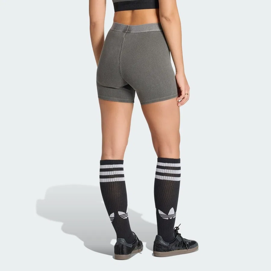 Леггинсы с рибаной модель Essentials Washed 1/4 adidas, Коричневый — фото 2