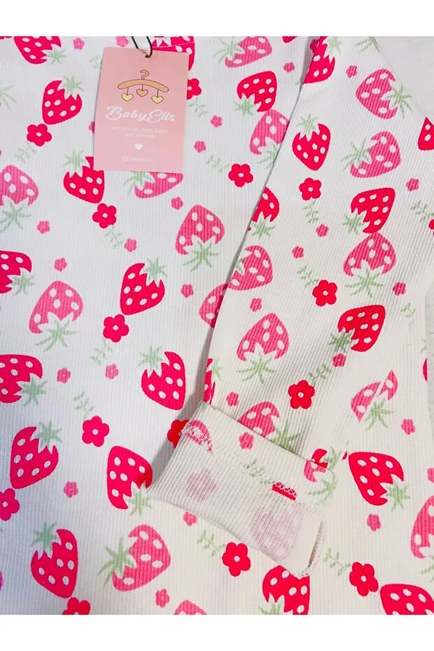 Детская футболка с принтом Strawberry pattern cotton tshirt Babyelisco, Strawberry Print — фото 2