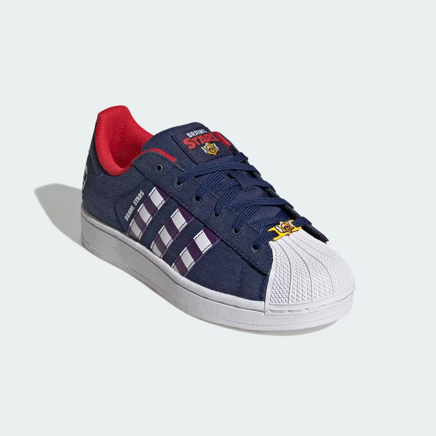 Детские кроссовки на шнуровке Brawl Stars Superstar II Adidas Originals, темно-синий/фиолетовый/белый — фото 4