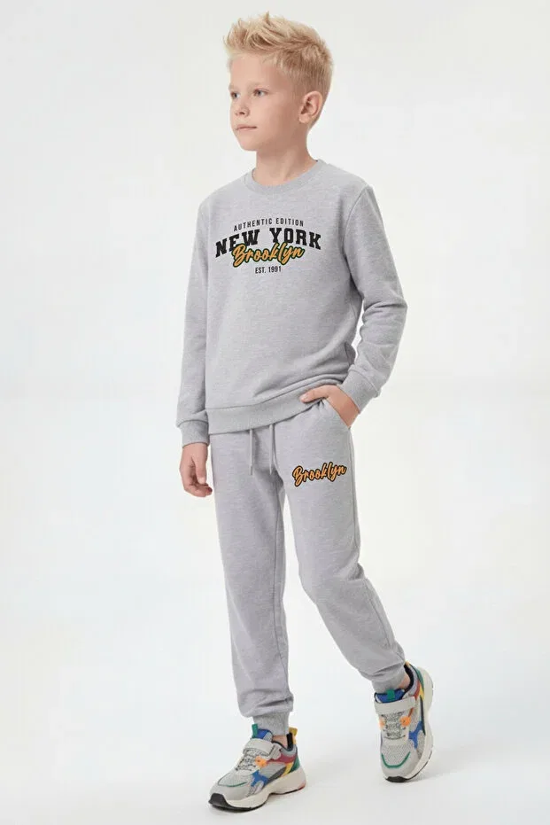 Детский спортивный комплект для мальчиков с принтом Fyk Kids, Black-Grey-Smoked — фото 3