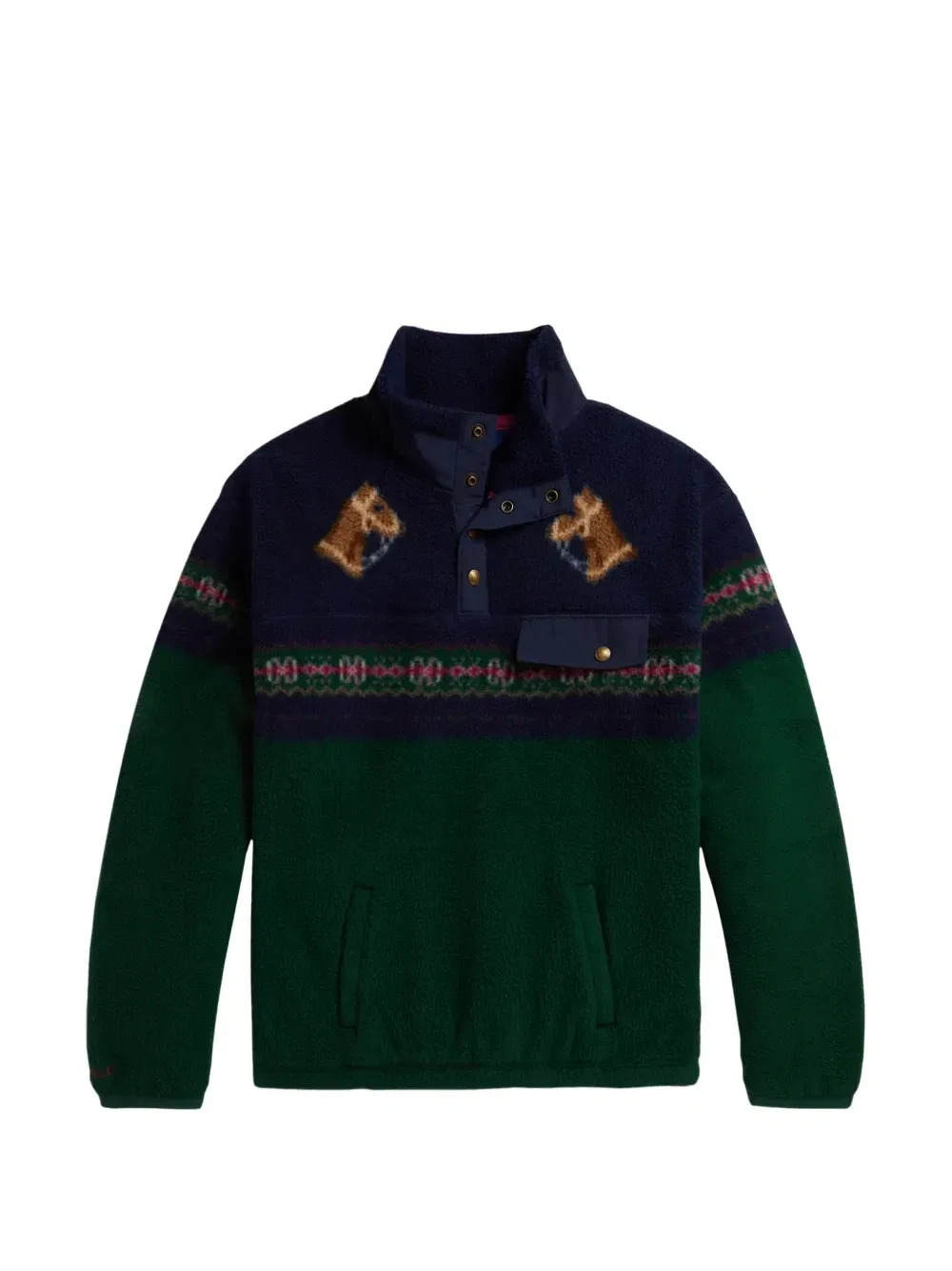 Флисовая толстовка с узором фэр-айл Polo Ralph Lauren Kids, зеленый