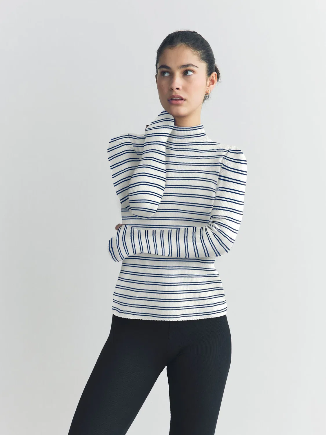Термобелье женское Maximum Warmth Cosy Ribbed Roll Neck Next, Navy/Cream Stripe