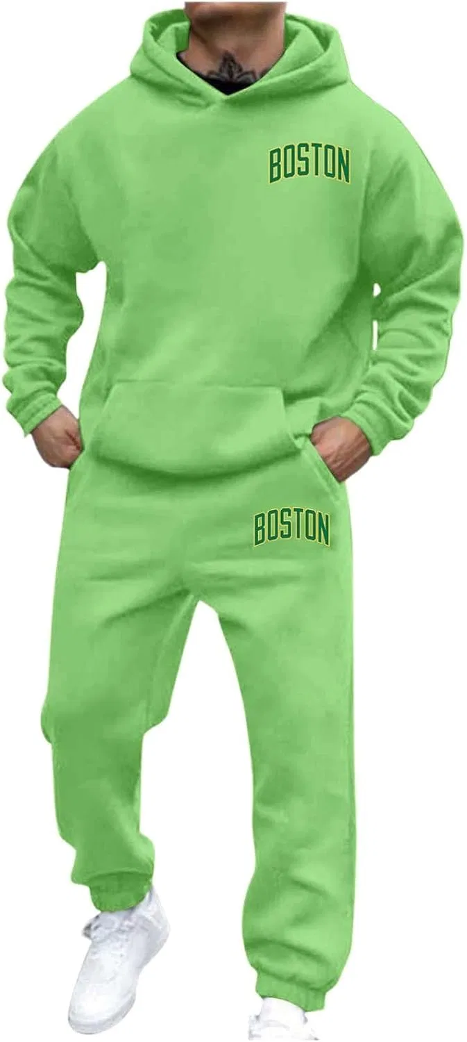 Спортивный костюм с принтом, мужской, Boston-green