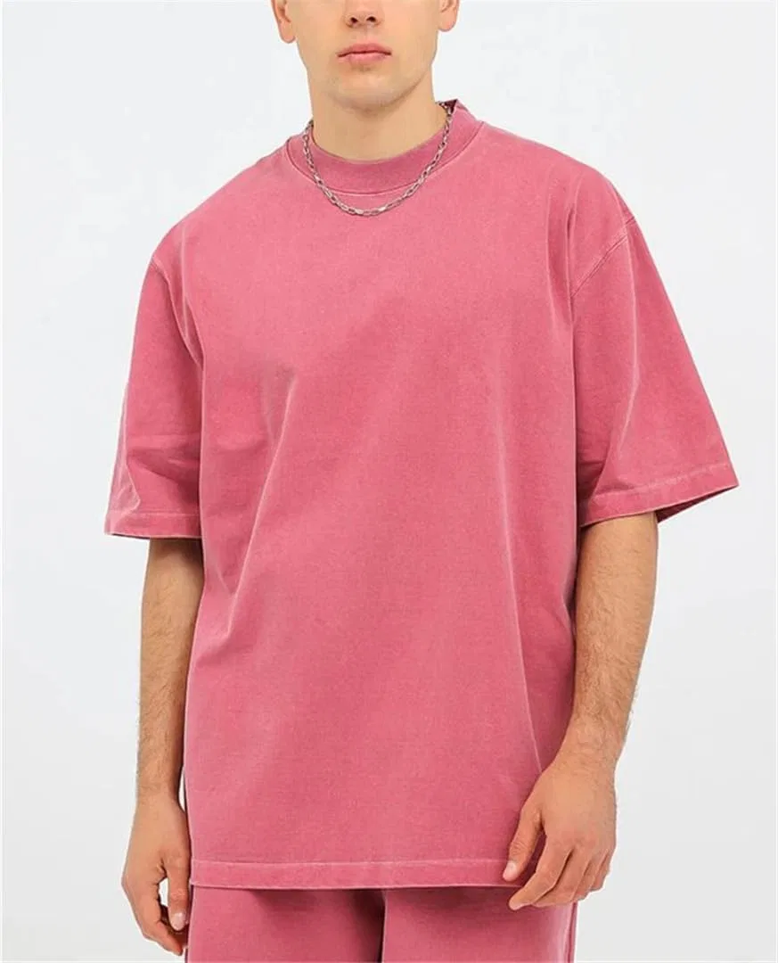 Мужская футболка с круглым вырезом из хлопка Casual, Fuchsia — фото 3