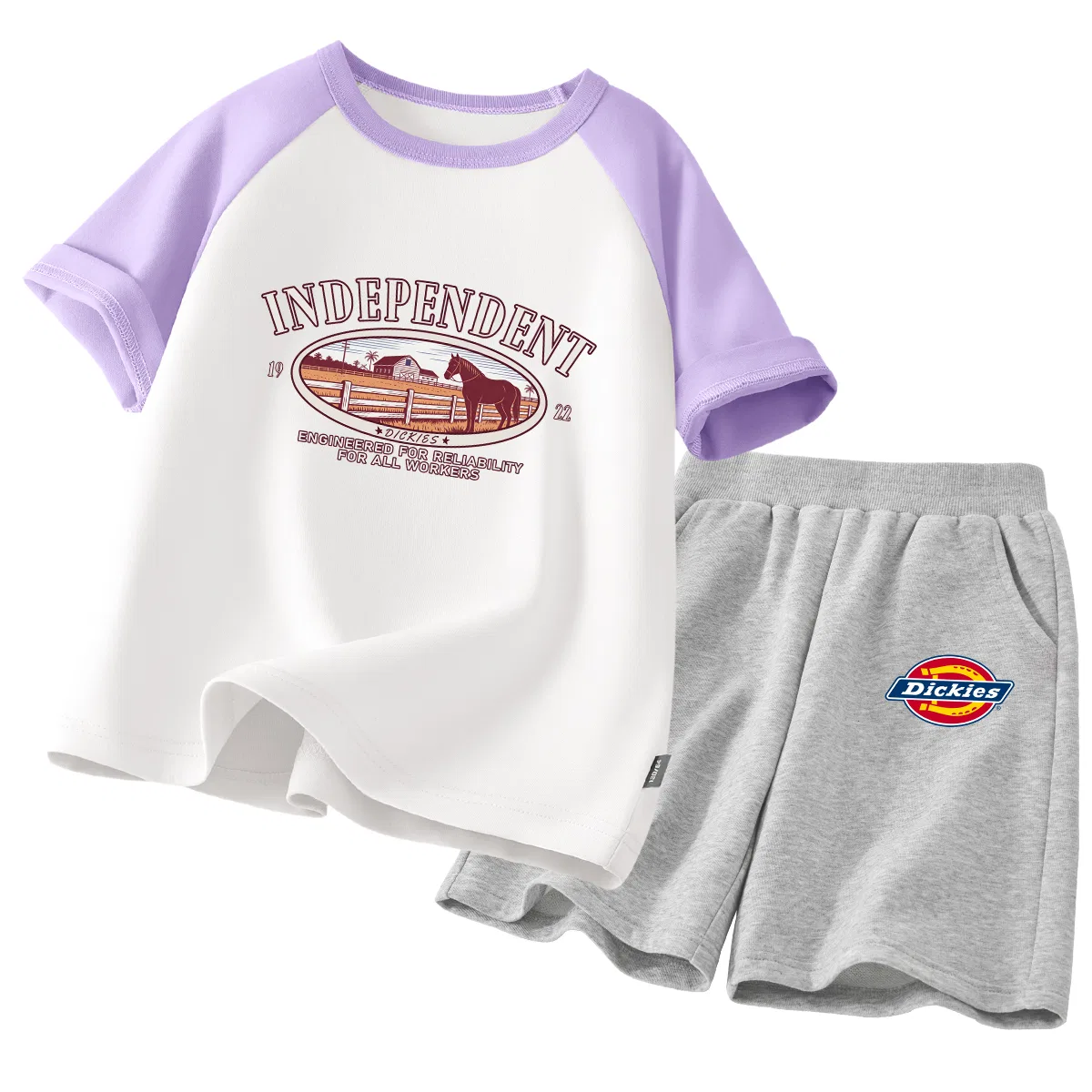 Детский спортивный комплект с круглым вырезом Si Farm Purple White+Si Logo K Gray, Dickies, Si Farm Purple White+Si Logo K Gray