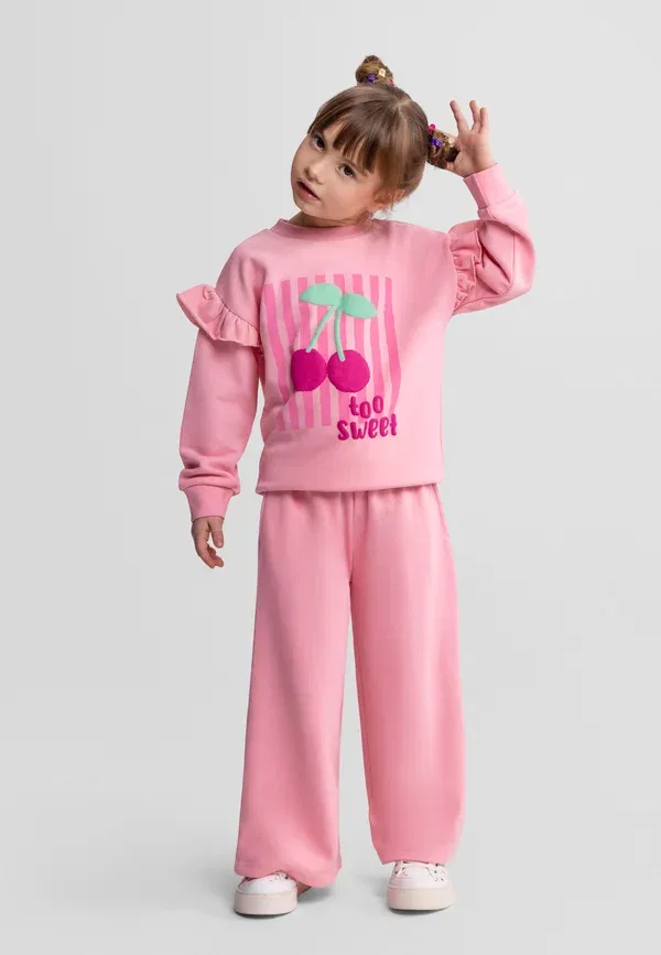 Брюки из футера с принтом Set and wide joggers Minoti, light pink, светло-розовый