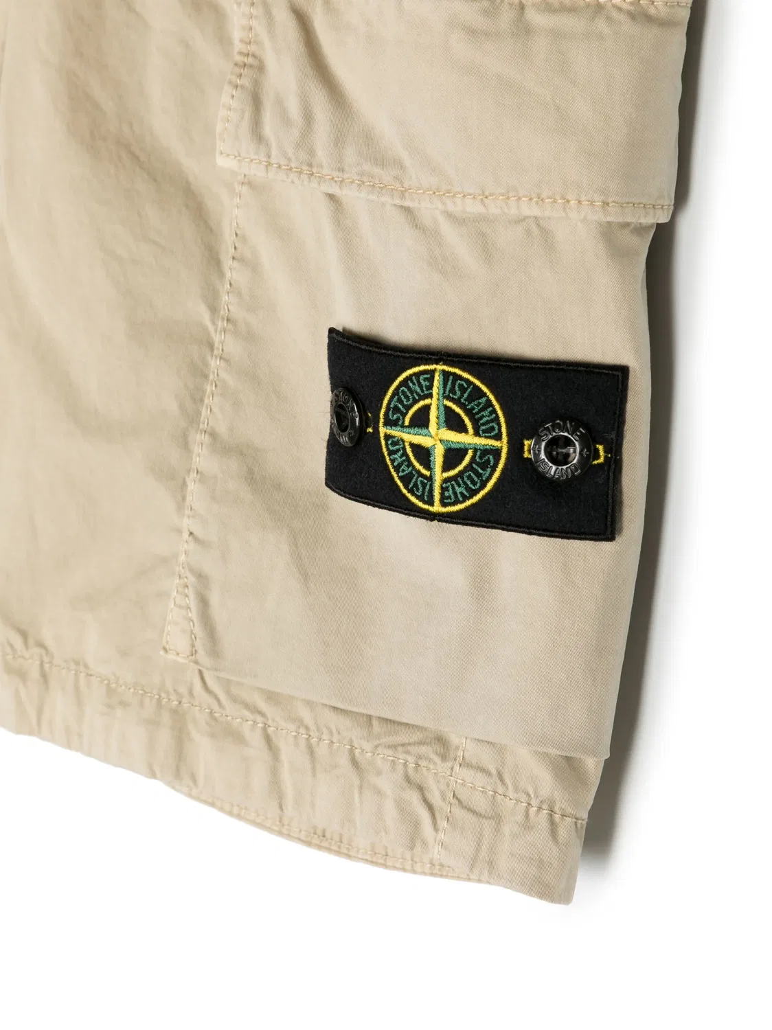 Шорты с карманами и логотипом Stone Island, бежевый — фото 3