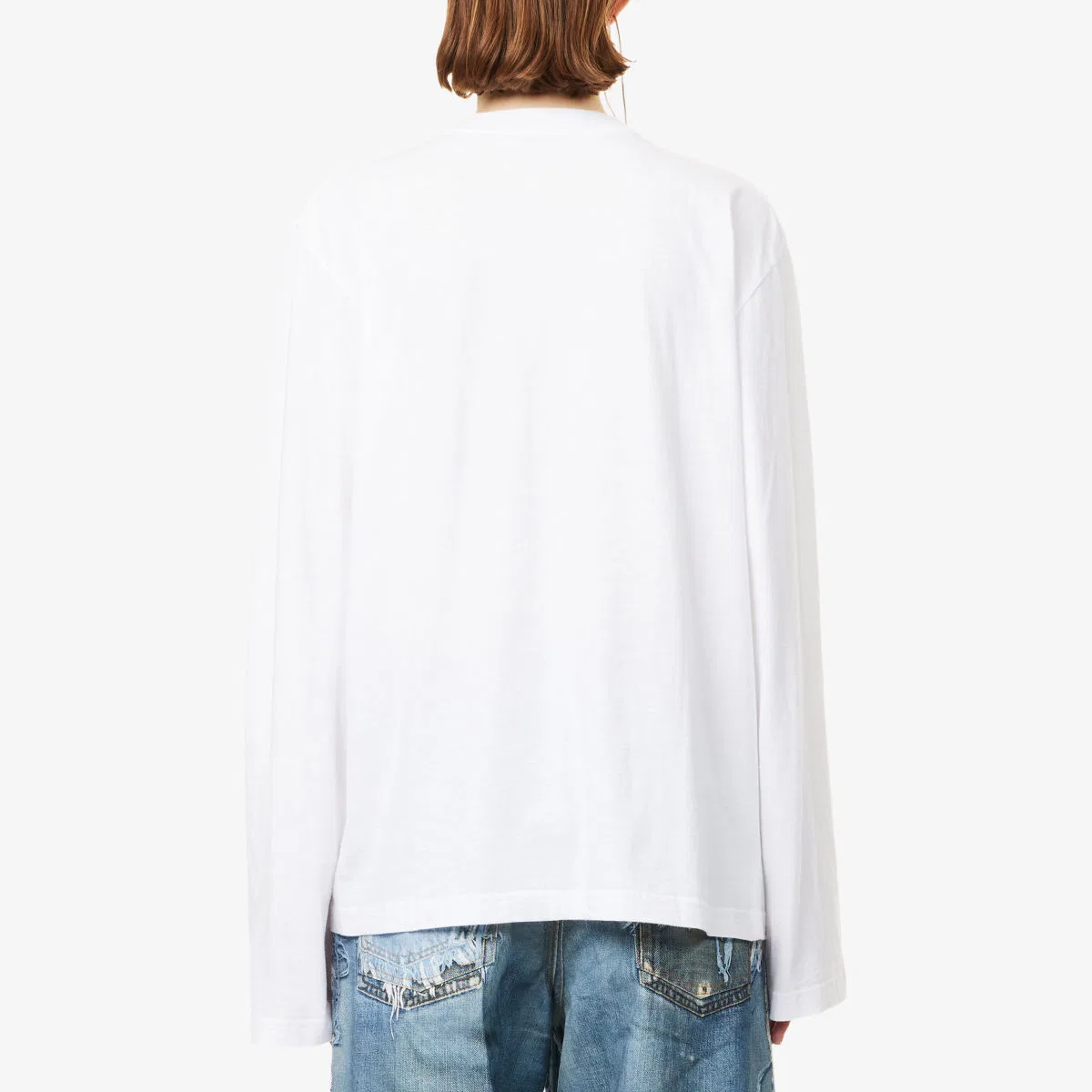 Хлопковая футболка с длинными рукавами и логотипом в виде банта Acne Studios, белый — фото 4