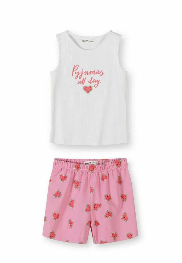 Комплект пижамы из 2 предметов с принтом Tank top and shorts - pyjamas 2 pack sets Minoti, белый, розовый — фото 2