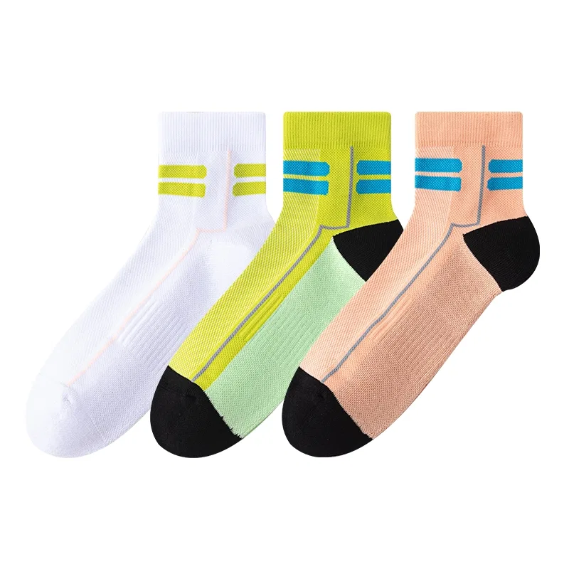 Детские баскетбольные носки, 3 пары, 3 пары White + Neon Green + Peach Pink, MIIOW