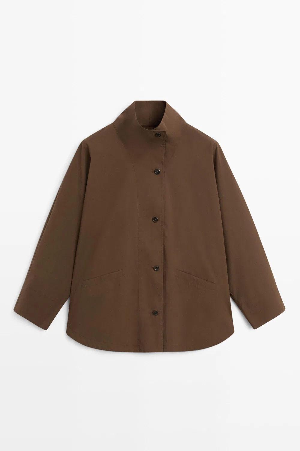 Куртка-накидка Massimo Dutti, с воротником, коричневый — фото 2