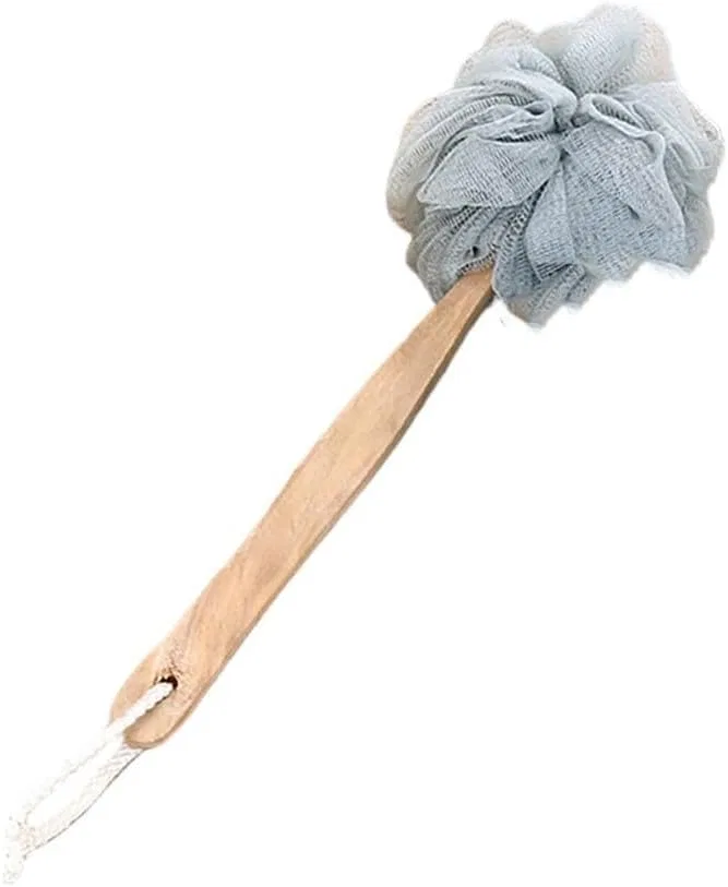 Щетка для душа с длинной ручкой, Niceminiwall, нейлоновая щетина, для пилинга, серый