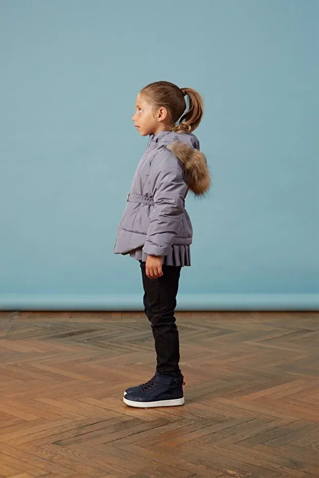 Детское пальто для девочек с капюшоном Baby Pleated Gray Girl Anorak Generic Brands, Gray — фото 2