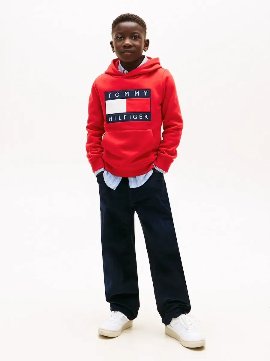 Детская толстовка с капюшоном и логотипом-флагом Tommy Hilfiger, красный — фото 4