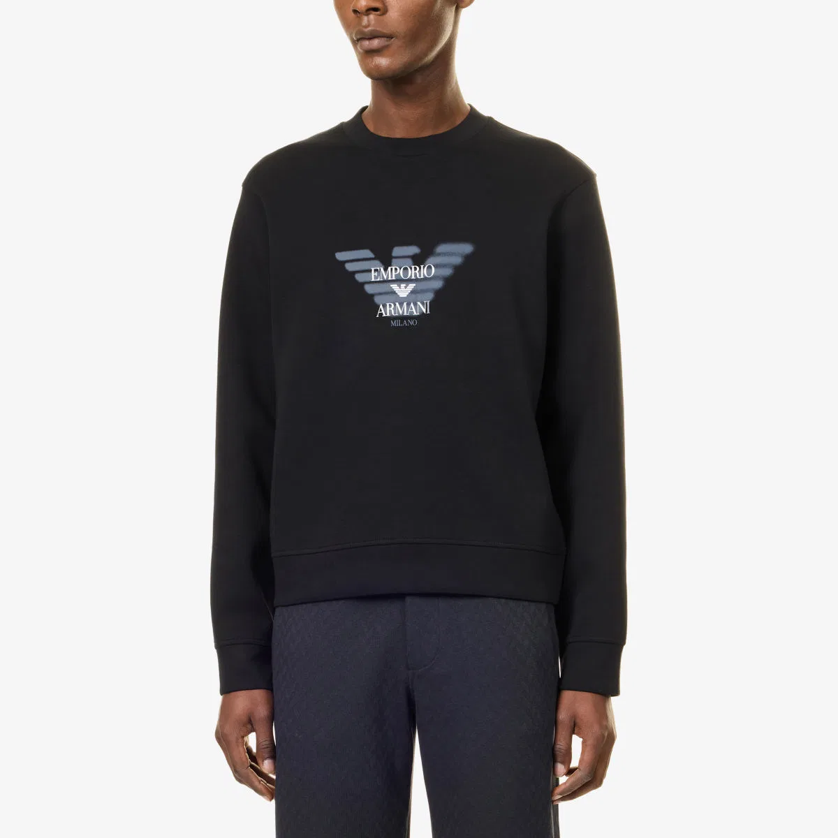 Толстовка из смесовой хлопковой ткани с логотипом Emporio Armani, черный — фото 3