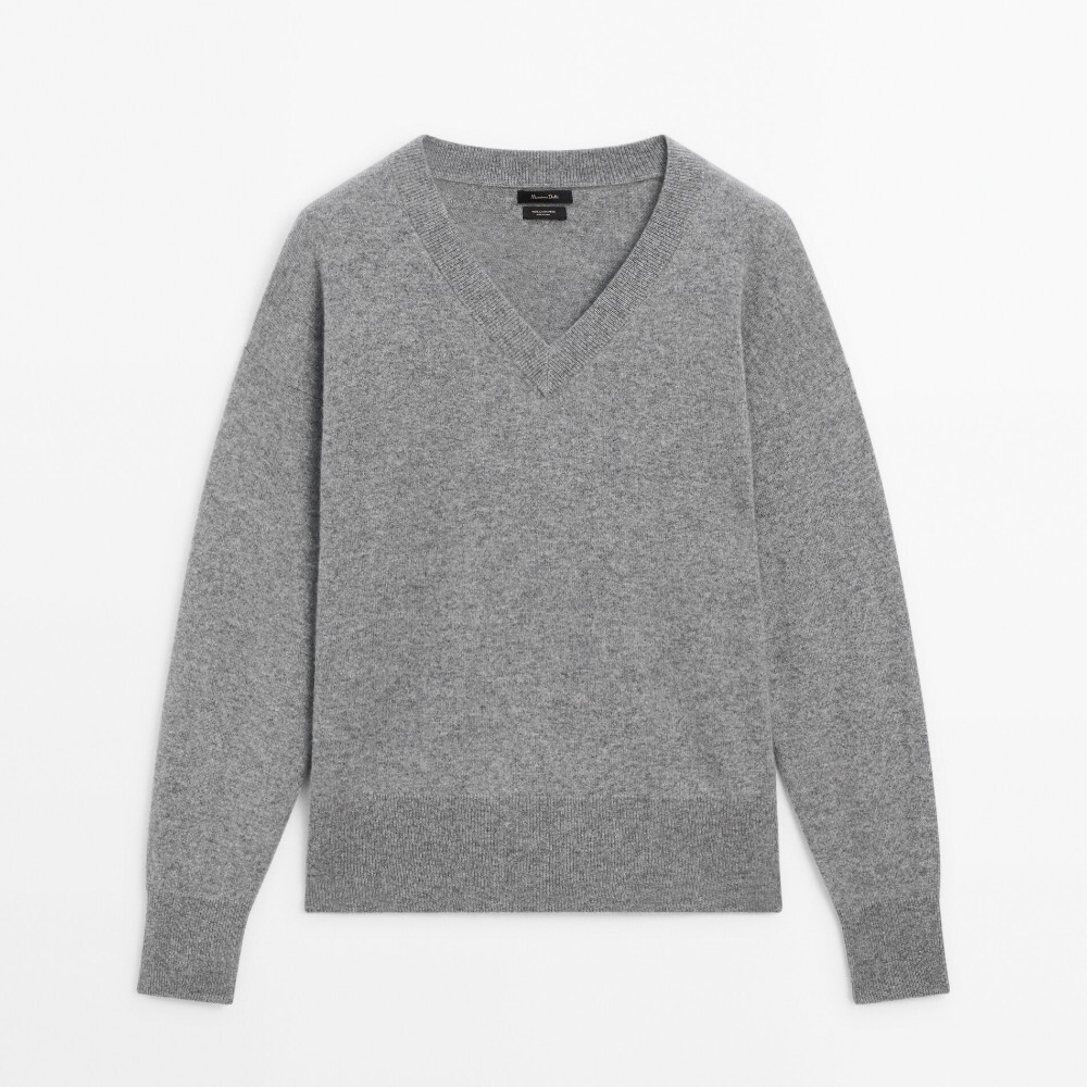 

Свитер Massimo Dutti Knit 100% Cashmere V-neck, серый