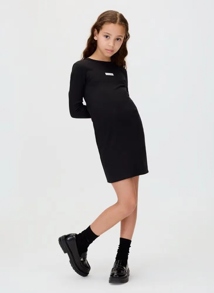 Платье-боди с длинным рукавом Youth Logo Mini Bodycon Calvin Klein Jeans, черный — фото 4