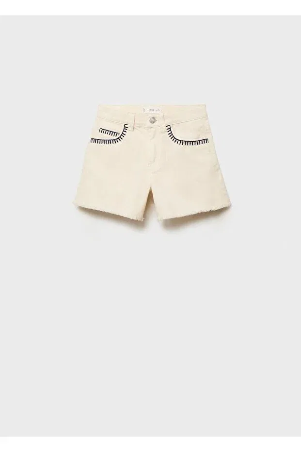 Детские шорты для девочек джинсовые Mango Kids, Ekrü