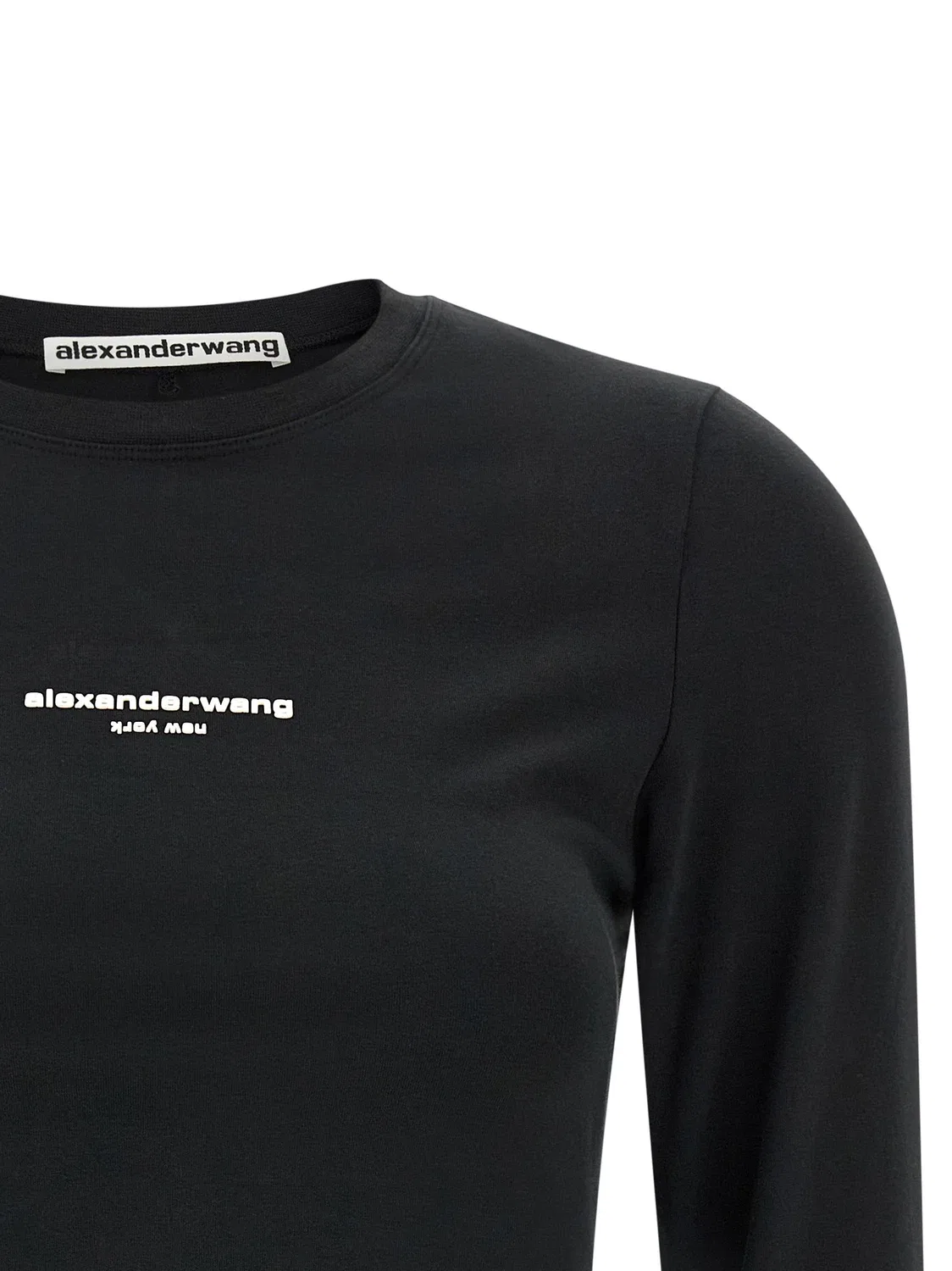 Футболка с длинным рукавом и принтом логотипа Alexander Wang, черный — фото 3