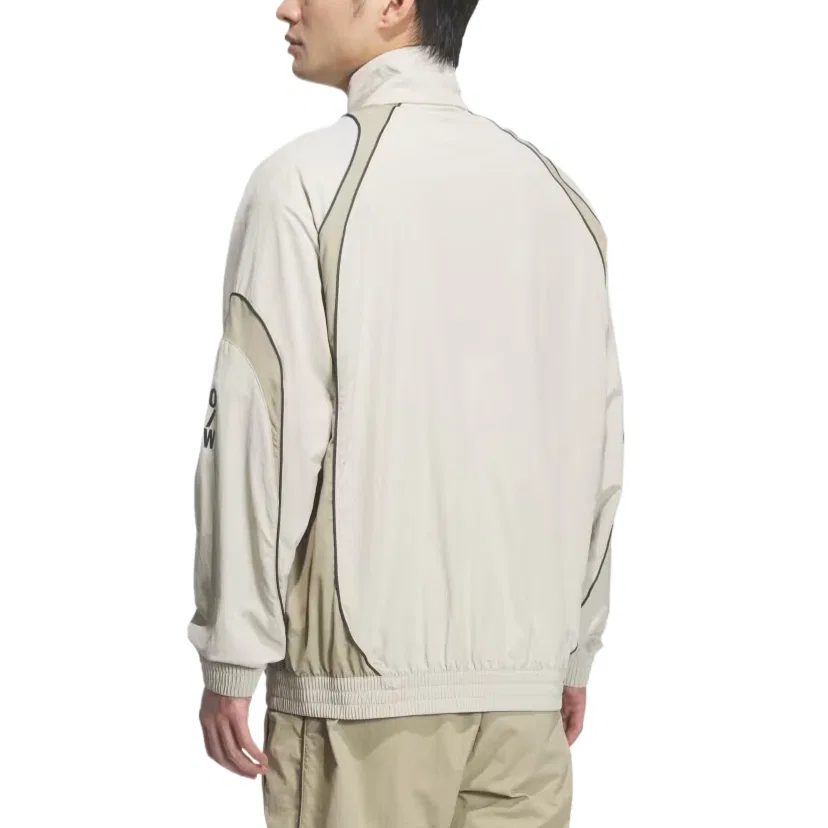 Мужская куртка с высоким воротником и множеством карманов, вязаная, Adidas, Beige/Amazing Stuff — фото 4
