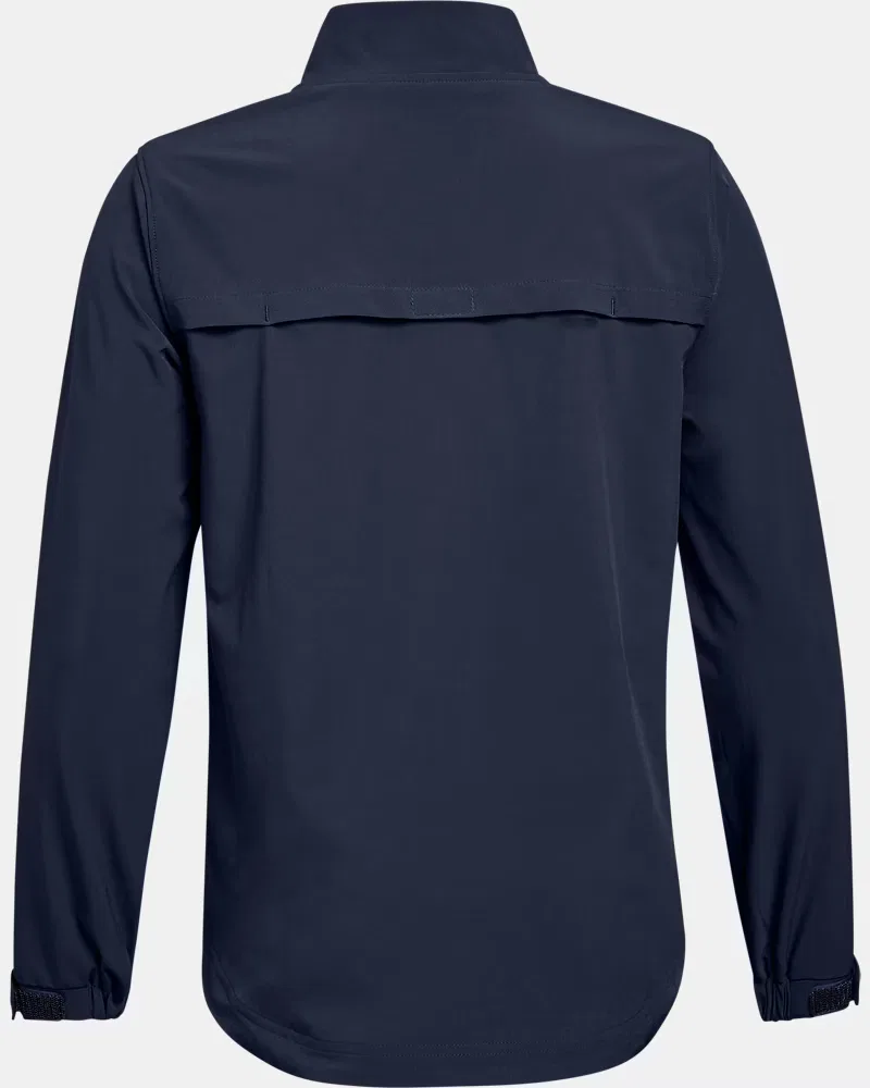 Куртка детская водоотталкивающая с 4-сторонней растяжимостью UA Hockey Warm Up UnderArmour, Midnight Navy/White — фото 2
