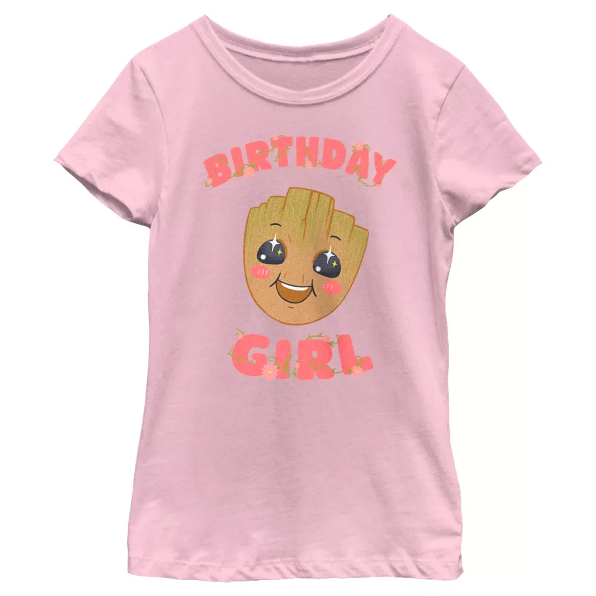 Детская футболка с принтом Baby Face Birthday Girl Groot Guardians of the Galaxy, Light Pink