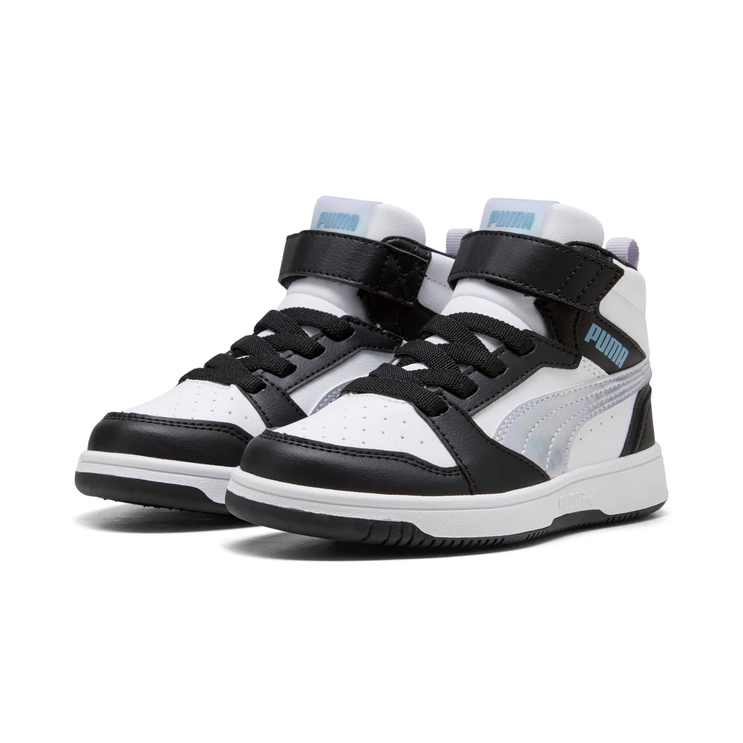 Детские кроссовки средневысокие Rebound V6 Mid Space Belle AC+ PS PUMA, Black/Lilac Crush/White
