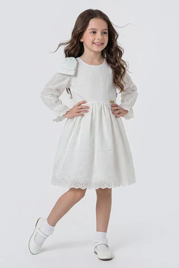 Детское платье для девочек с длинным рукавом Zaziko Kids, White — фото 2