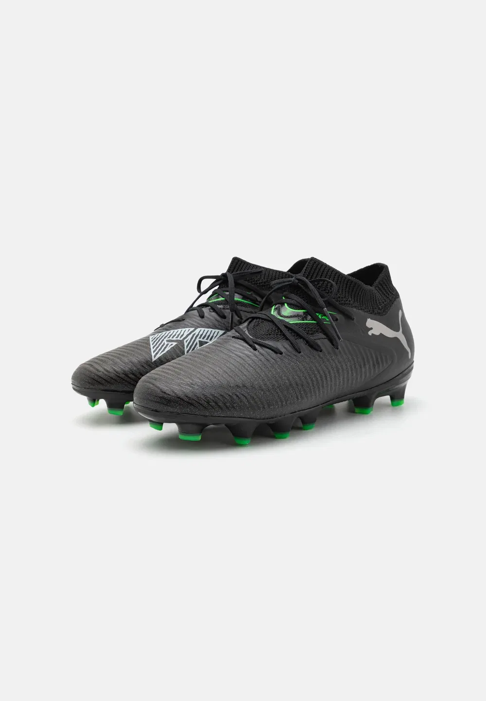 Футбольные бутсы Future 8 pro fg/ag унисекс для мягкого грунта Puma, Black/Silver/Fluo Green — фото 2