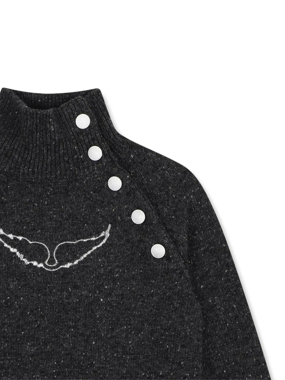 Свитер с пуговицами и вышивкой Zadig & Voltaire Kids, черный — фото 3